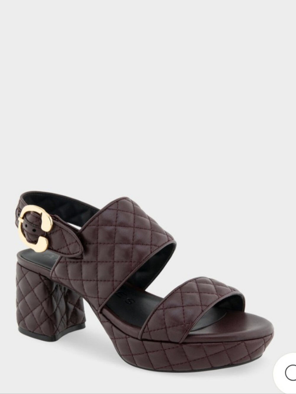 AEROSOLES Quilted Block Heel Sandal in Deep Aubergine - Picture 8 of 9